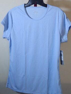 Asics Workout Tshirt, round scoop neckline, Boxy fit, NWTS - Light Blue - Large